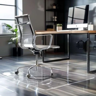 Image of Nicoman Clear Chair Mat, Non Slip PVC Wooden Floor Protector Mat with Round Edge, Heat Resistant &amp; Waterproof Flooring for Home and Office