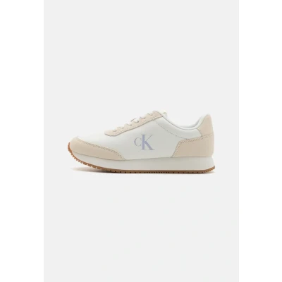 Image of Calvin Klein Jeans Runner Laceup LOW MIX Trainers, Women&#039;s, Size: 5, Bright white/creamy white Leather