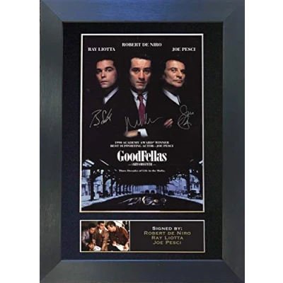 Image of GOODFELLAS Signed Autograph Mounted Photo Reproduction PRINT A4 Rare Perfect Birthday (297 x 210mm) #9 (Black Frame)