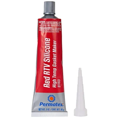 Image of Permatex 81160 High Temp Red RTV Silicone Gasket: Suitable for Exhaust Manifold, Header, Turbochargers &amp; Slip Fit Parts, Temperature Resistant (up to 343C), Sensor Safe, Non Corrosive 1 x 85g