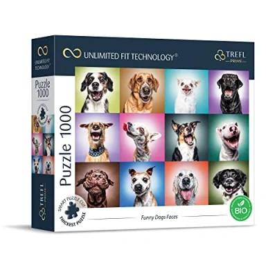 Image of Trefl 10706 1000 Elemente, dickster Karton, BIO, ECO, lustige Hunde, Hundeportraits, Tiere, Collage, Unterhaltung für Erwachsene und Kinder ab 12 Jahren, Funny Dogs Faces Puzzle