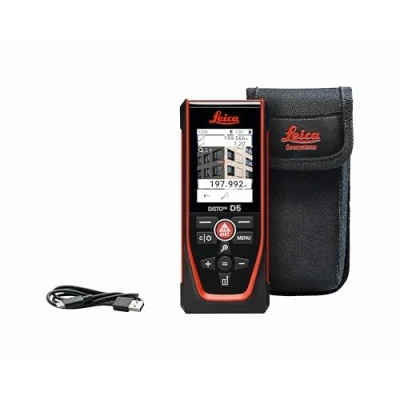 Image of Leica DISTO D5 Professional Laser Rangefinder with Bluetooth (App Use), Target Finder (Indoor and Outdoor) Tilt Sensor for Height Tracking, Profile Angle Measurement