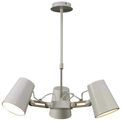 Image of Looker Ceiling Pendant 3 Light E27, Matt White, Beech