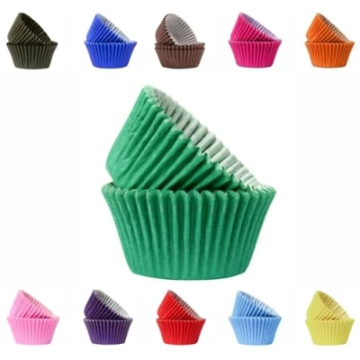 Image of Vibrant, Colourful Baking Cupcake Cases, Greaseproof Paper Cups 50mm Cup Cake Muffin Cases (250, Green)