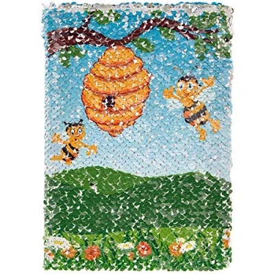 Image of Reversible Sequin A5 Lined Fun Notebook Happy Bee