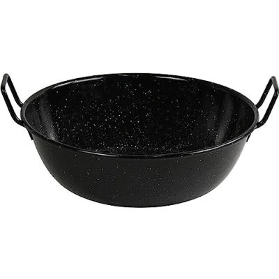 Image of Sterling Ventures Enamel Kadai Wok Pan Non Stick Karahi Kadhai with Handles Flat Bottom Deep Frying Cooking (30CM)