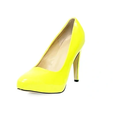 Image of Womens Ladies HIGH Heel Stiletto Court Shoes Smart Office Work 10cm (Yellow, UK Footwear Size System, Adult, Women, Numeric, Medium, 5)