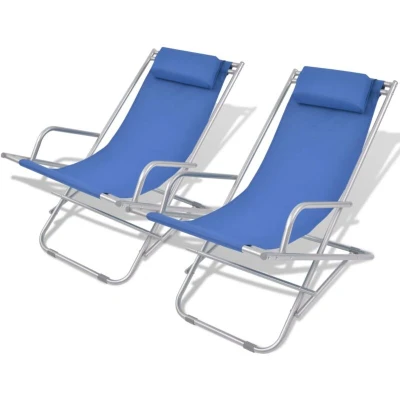 Image of vidaXL Reclining Deck Chairs 2 pcs Steel Blue