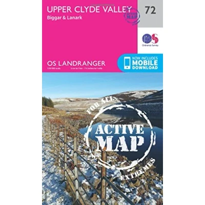 Image of Landranger Active 72 Upper Clyde Valley, Biggar &amp; Lanark Map With Digital Version