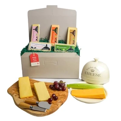 Image of Cheese Hamper Gift Set Includes Five Individually Wrapped Gourmet Cheeses Luxury Hamper, Selection Box. The Perfect Box Food Gifts