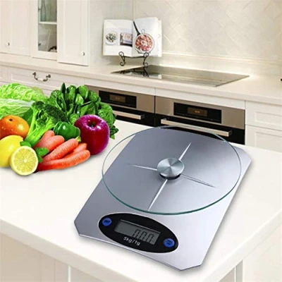 Image of Kitchen Scale Digital Glass Top Food Diet Home Household Scales Kg/11lbs x 1g/0.1oz
