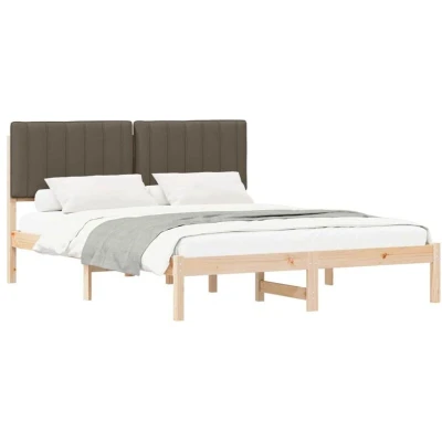 Image of vidaXL Bed Frame with Upholstered Headboard Taupe 150 x 200 cm