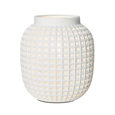 Image of LITECRAFT Kerry Table Lamp Pierced Vessel Styled Ceramic E14 Base White