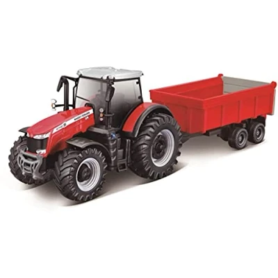 Image of Bburago 10CM Massey Ferguson 8740S Tractor with Trailer, Assorted Colors