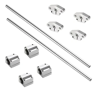 Image of iYueMps 2 Pack 3D Printer Guide Rail Sets, 2pcs 8mm x 500mm Linear Shaft Optical Axis, 4 Pcs SK8 Aluminum Horizontal Bracket, 4Pcs SCS8UU Bearings Ball Bearing Slide