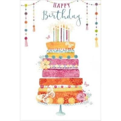Image of Happy Birthday. Colourful Cake Card For Female