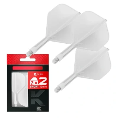 Image of TARGET Darts K Flex Integrated Dart Flight And Shaft, No.2 White (Short) Pack Of 3 No 2, Precision Moulded 2 In 1 Flights Stem Professional Accessories