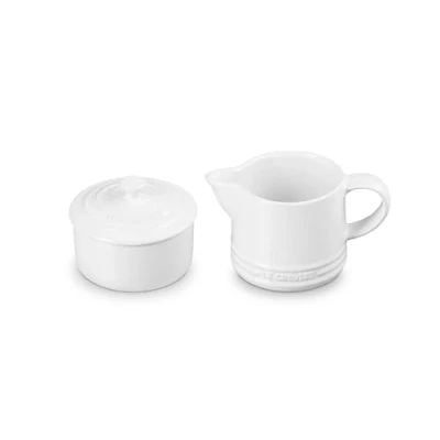 Image of Le Creuset Stoneware Signature Cream &amp; Sugar Set, White, Cream: 300 ml., Sugar: 8oz,