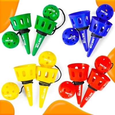 Image of FORZA METIS Play Cup and Ball Game [1 or 4 Pcs] Develop Hand Eye Coordination Vibrant Colour Options Ideal for All Ages (Multi, Pack of 4)