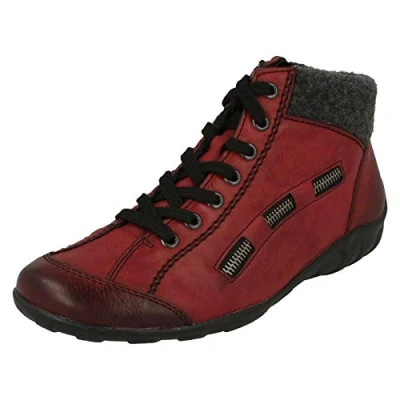 Image of Rieker Women&#039;s L3543 Hi Top Trainers, Red (Wine/Anthrazit), 8 UK