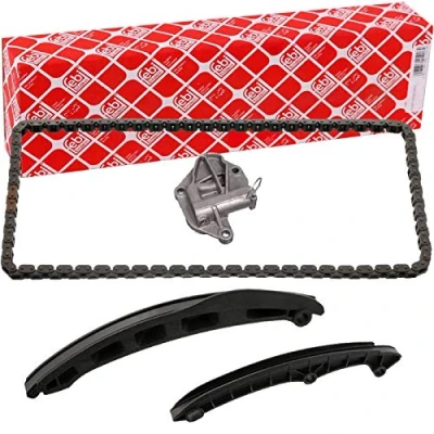 Image of 03E109507AC, 03E109507ACS1 Timing chain Kit FEBI BILSTEIN 102197 with slide rails, tensioner Silent Chain, Closed
