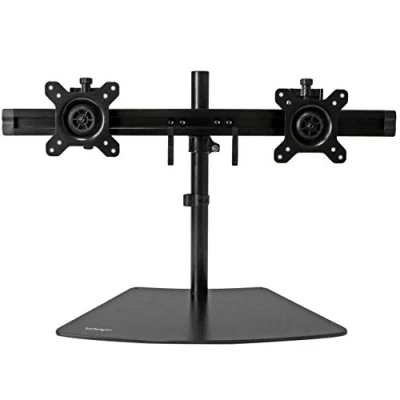 Image of StarTech.com Dual Monitor Mount Supports Monitors 12&#039;&#039; to 24&#039;&#039; Adjustable VESA Stand for Desk Low Profile Base Horizontal Black (ARMBARDUO)