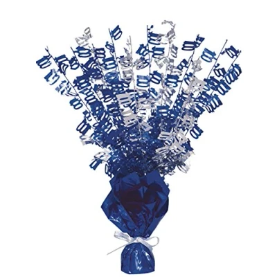 Image of Unique Party 56472 Glitz Blue 100th Birthday Balloon Weight Centrepiece