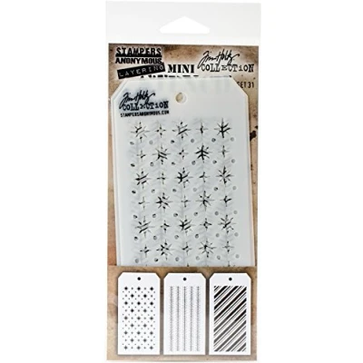 Image of Stampers Anonymous Tim Holtz Mini Layered Stencil Set, Multi Colour, 22.86 x 10.16 0.25 cm