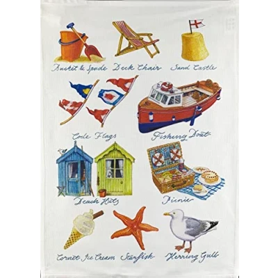 Image of Half a Donkey Hand Drawn Beside the Sea Large Cotton Tea Towel