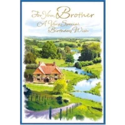 Image of BROTHER Birthday Card Outdoor Scene Adult Men Male Size 19.5cm x 13cm (7.5&quot; 5.25&quot;)