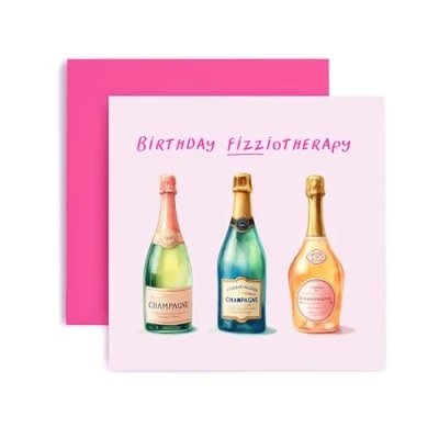 Image of Huxters Funny Birthday Card for Her Women Fizziotherapy Friend Female Mum Sister Auntie 14.8cm