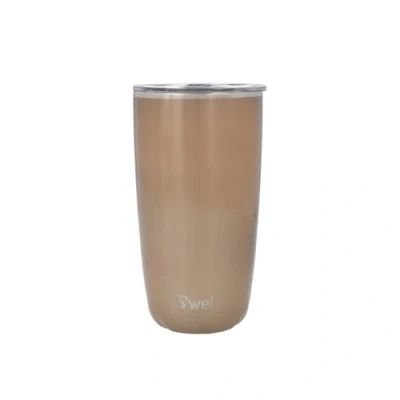 Image of S&#039;well Tumbler with Lid, 530ml, Pyrite, Vacuum Insulated Travel Cup Pop On for Hot and Cold Beverages, the Go up to 12h Cold/4h