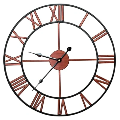 Image of Crystals Open Face Large Outdoor Garden Wall Clock, Giant Big Roman Numerals 60CM (Copper)