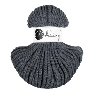 Image of Bobbiny Premium 5mm Braided Macrame Cord 100% Recycled Cotton (Charcoal) 50m