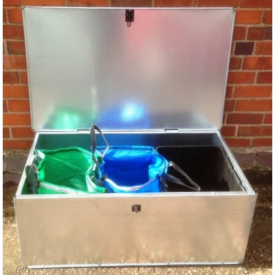 Image of ASA METAL PRODUCTS Galvanised recycling bin STORAGE box. RUBBISH WASTE LITTER