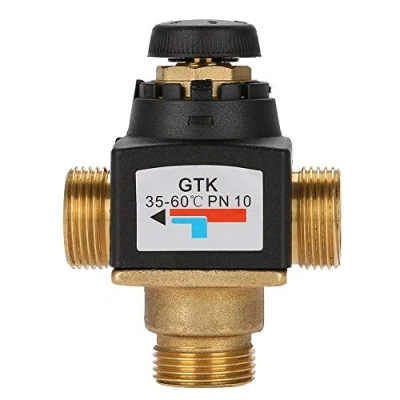 Image of Thermostatic Mixing Valve, Brass with G3/4 Male Thread, DN20 3 Way, for Shower Solar Heating System Water Temperature Control