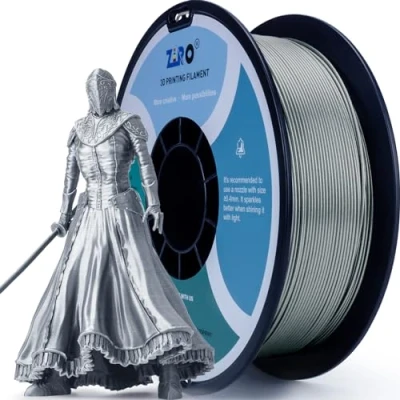 Image of ZIRO PLA Glitter Filament 1.75mm, 3D Printer Diamond Series 1.75 1kg (2.2lbs), Dimensional Accuracy +/ 0.03mm, Silver