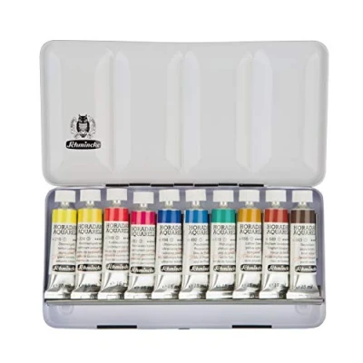 Image of Schmincke HORADAM® AQUARELL colour box, 10 x 15 ml tubes, basic assortment, 74510097, metal painting set, finest premium watercolours