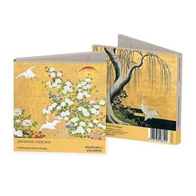 Image of Museums and Galleries Marketing. Classics 123 x 123mm Japanese Herons Designed Note Card Wallet with Envelope (Pack of 8)