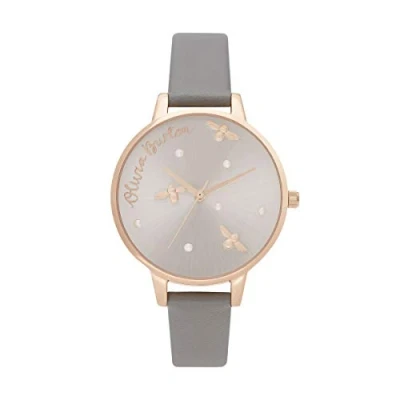 Image of Olivia Burton Analogue Quartz Watch for Women with Grey Vegan Leather Strap OB16PQ03
