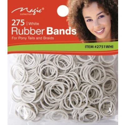 Image of Magic Collection Elastic Rubber Bands White *For Pony Tails And Braids*Item no 2751 WHI