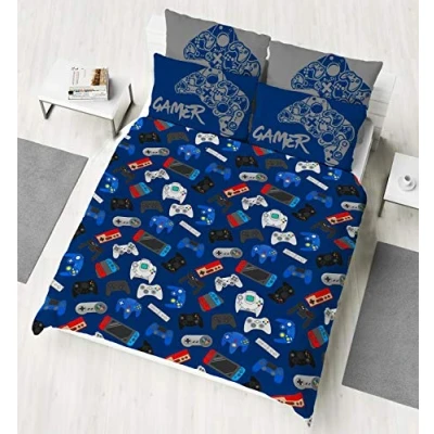 Image of GAMER Double Duvet Cover Gaming Controller Design Reversible Bedding Set Polycotton