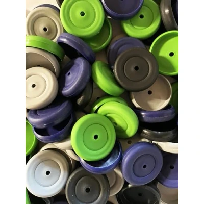Image of Linic Bore Wheels, Bag of 100, 37mm dia with a 4mm Hole, Schools, Crafts, Projects (S7084B). Free UK Postage (Grey, Green, Black, Dark Blue)
