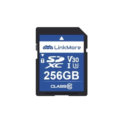 Image of LinkMore SD Card 256GB Compatible with Camera, PC, UHS I, U3, V30, Class 10, Read Speed Up to 95 MB/s, Write 70MB/s