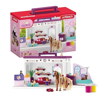 Image of schleich Horse Club 42614 Sofia&#039;s Beauties Pet Salon 66 Piece Playset Includes Figurine, Caretaker, Puppy Friends, and Animal Plus Accessories Toys Gift for Boys, Girls, Kids Ages 4+