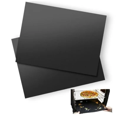 Image of HYFIVE Oven Liner Sheets for Bottom of Fan Assisted Ovens Teflon Coated Non Stick Mat Keeps Clean 2 Pack 40x50cm Dishwasher Safe Cleaning Solution