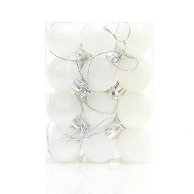 Image of 24 Pieces 30 mm Christmas Balls Decoration Shatterproof Tree Baubles Mini Hanging Ball for Holiday Wedding Party Decoration, White