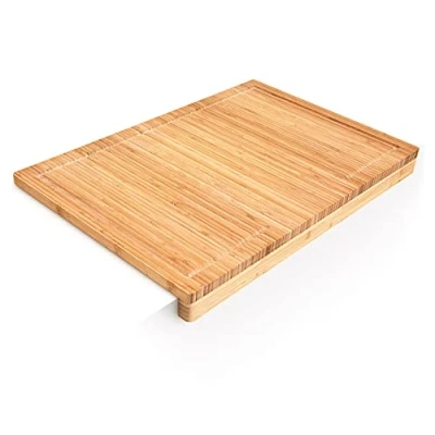 Image of Relaxdays 56 x 38 cm Solid Bamboo Chopping Board with Anti Slip Edge &amp; Juice Groove