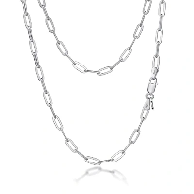 Image of Amberta Women&#039;s 925 Sterling Silver Paperclip Chain: 3.6 mm 45 cm/18 inch