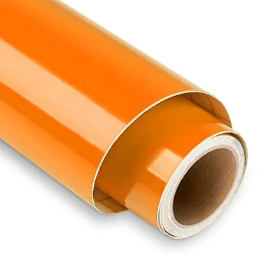 Image of Orange Permanent Vinyl for Cricut 12&quot; x 5FT Roll, Outdoor Self Adhesive Roll Decor Sticker, Party Decoration